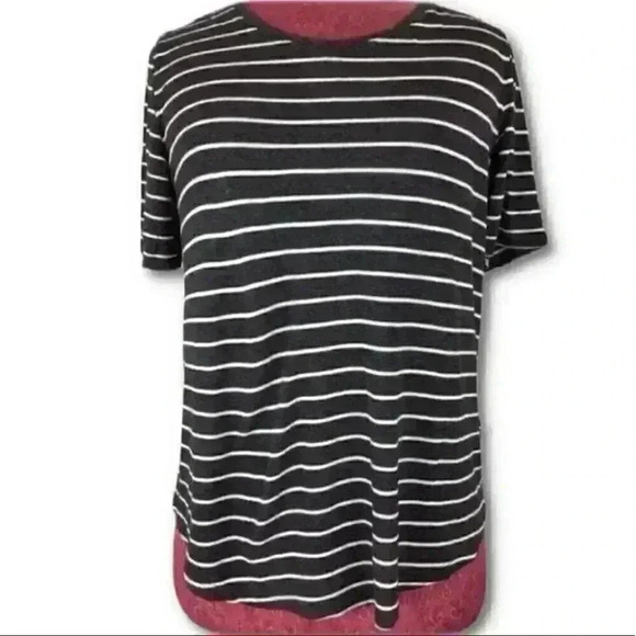 H&M Basic Top Size Medium Gray White Stripes - Picture 8 of 8